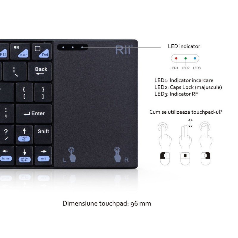 Tastatura Smart TV RII I12+ multimedia wireless